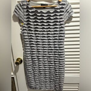 BANANA REPUBLIC ruffle stretch gray party wedding or casual chic dress Size S